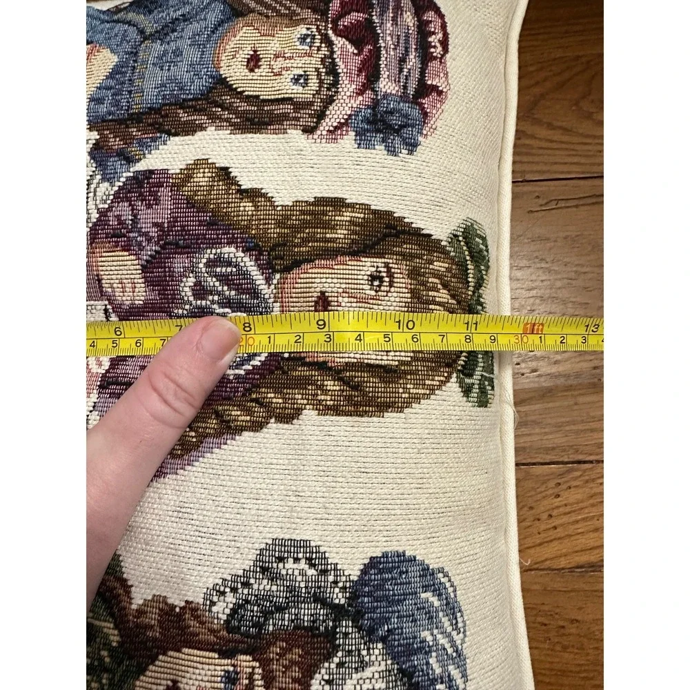 VTG Doll Tea Party Tapestry Pillow‎  Cottage Granny Dakotah Victorian Porcelain